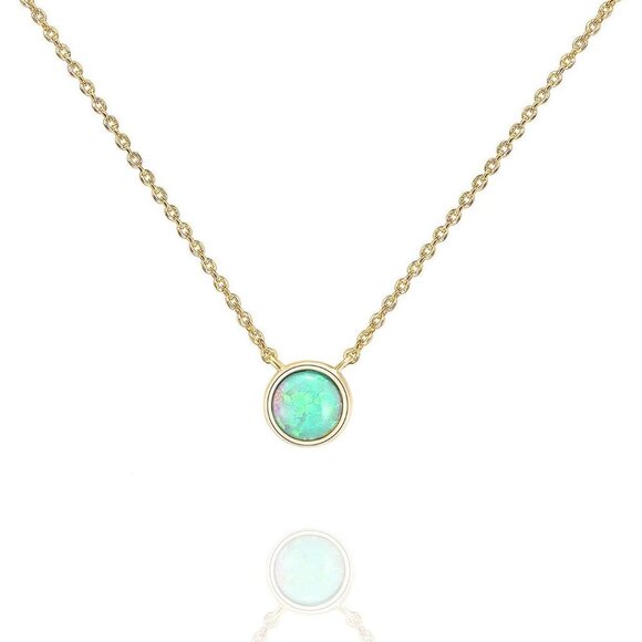 14K Gold Plated Opal Pendant Necklaces for Women | Created Opal Cubic Zirconia D - Picture 1 of 5